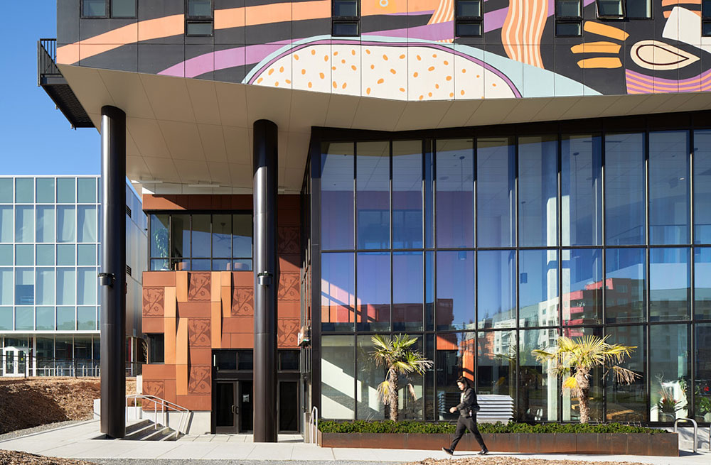 Photo of the glassy entrance at Orenda