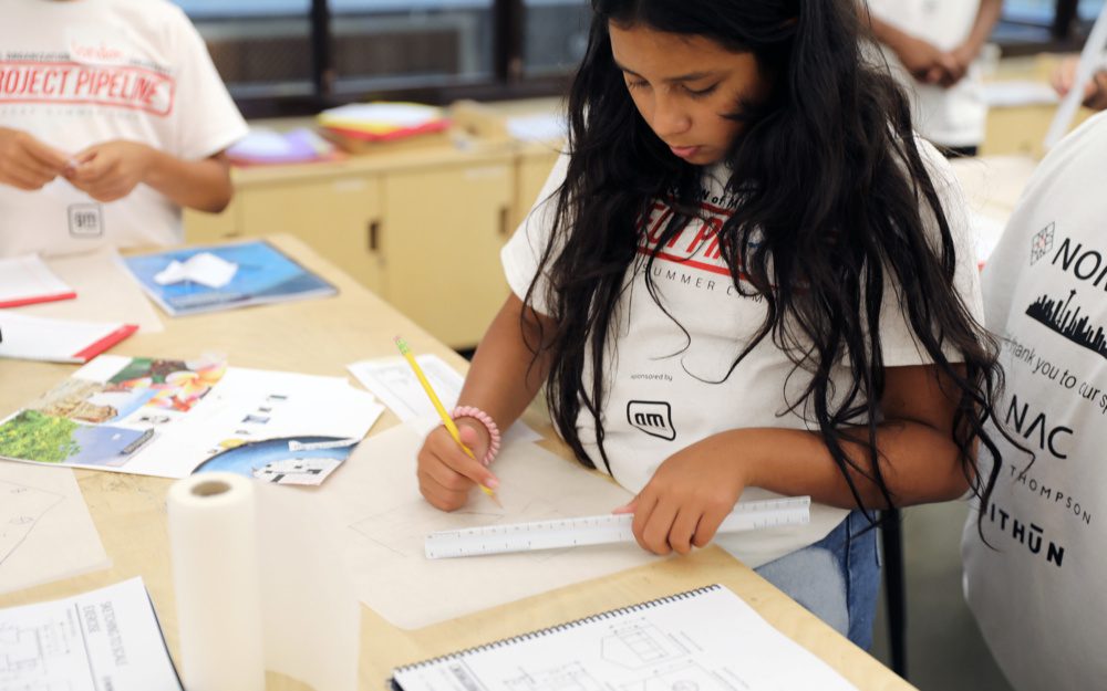 Project Pipeline student drawing a site plan